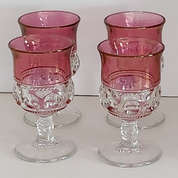 Set of 4 Vintage Tiffin Franciscan King's Crown-Flash Water Goblets - Picture 1 of 10